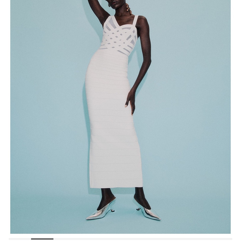 Herve Leger Adeline White M Dress